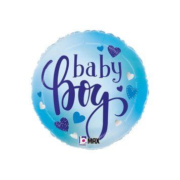 Фольгована кулька круг "Baby boy" блакитна, Grabo FL-16549 фото