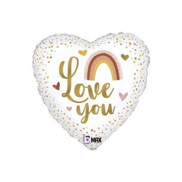 Фольгована кулька серце "Love you веселка" біла, Grabo FL-13184 фото