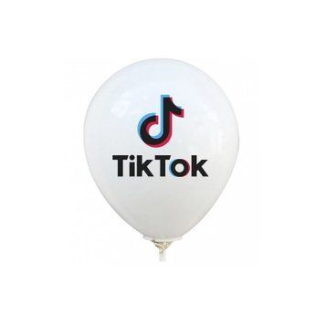 Латексна повітряна кулька "Соціальна мережа" (TikTok) біла, Balonevi LX-10835 фото