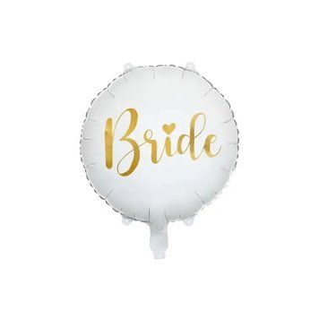 Фольгована кулька круг "Bride" білий, PartyDeco FL-11120 фото