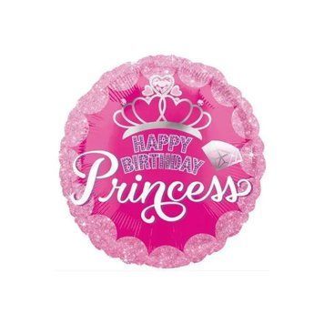 Фольгована кулька круг "Happy Birthday princess" рожева FL-14834 фото